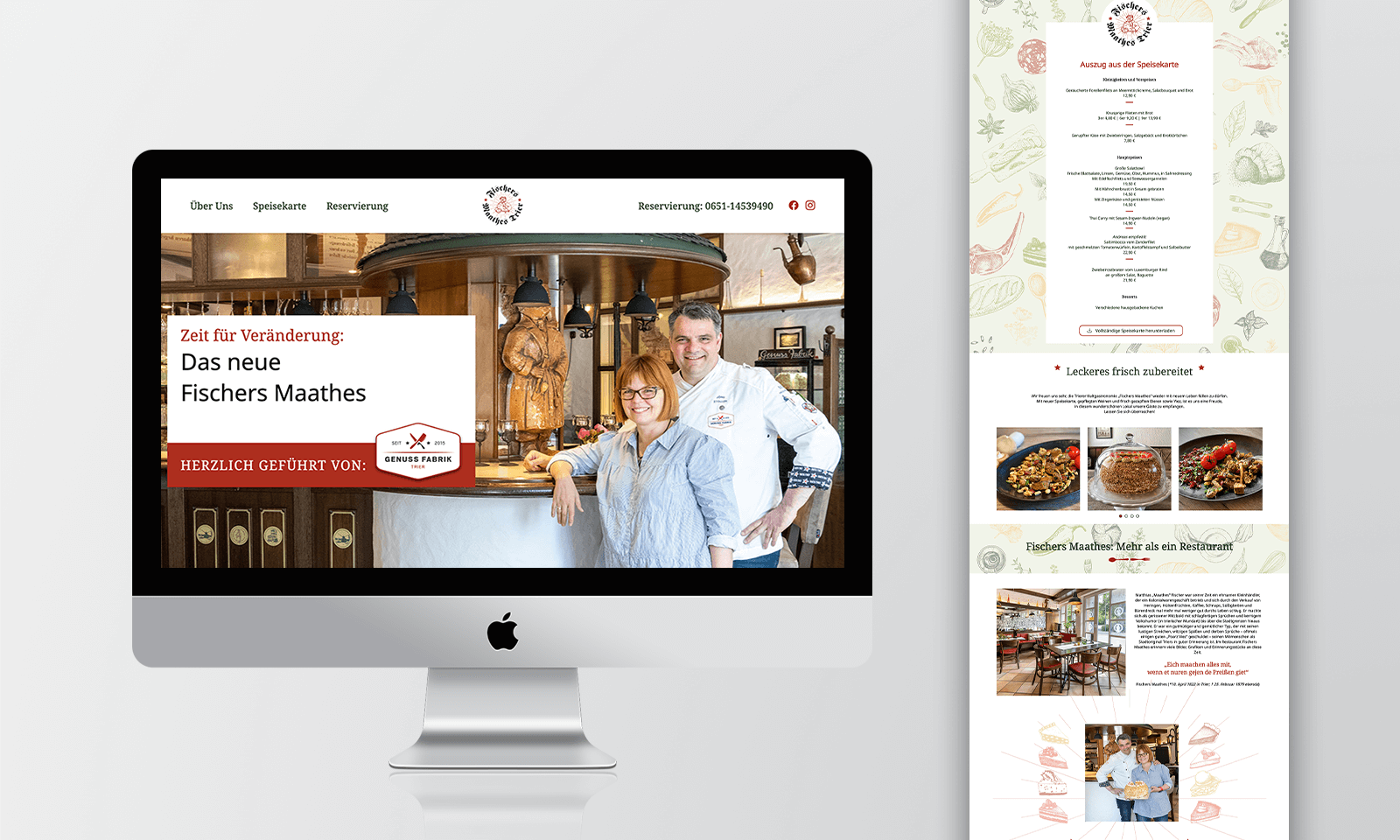 Internetseite des Restaurant Fischers Maathes