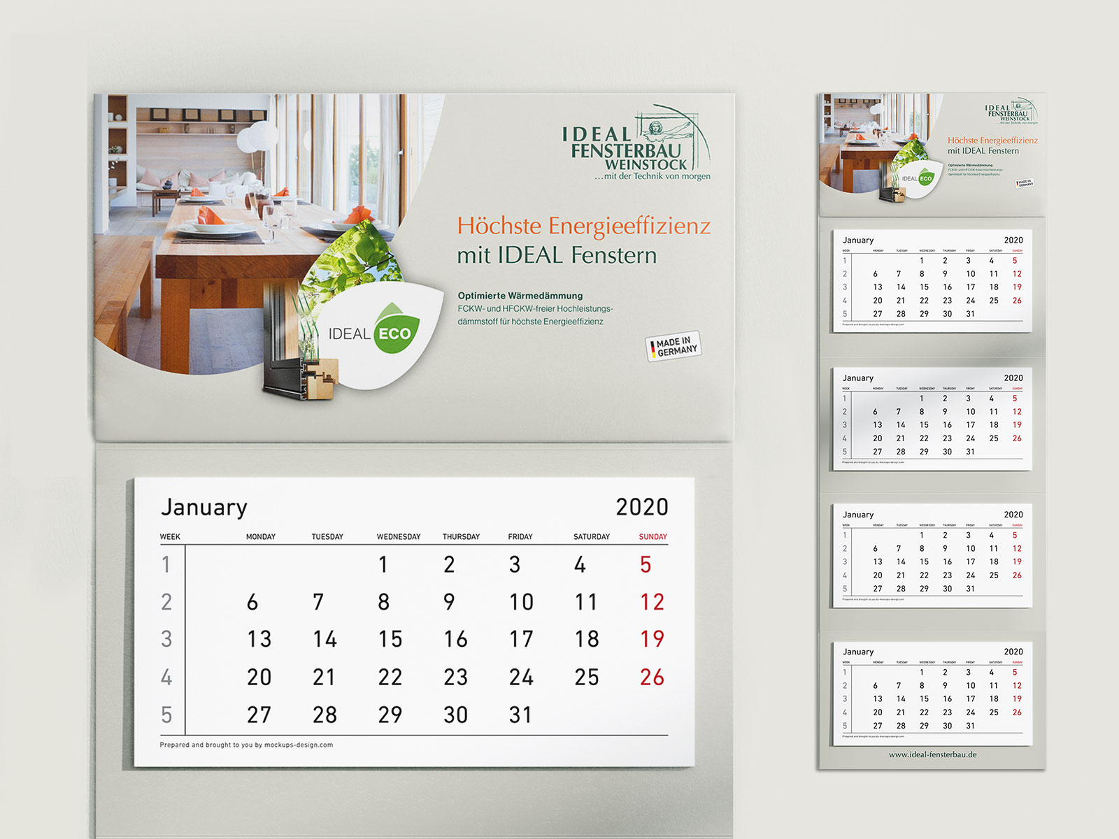 Ein 4-Monats Kalender passend zur Corporate Identity des Kunden