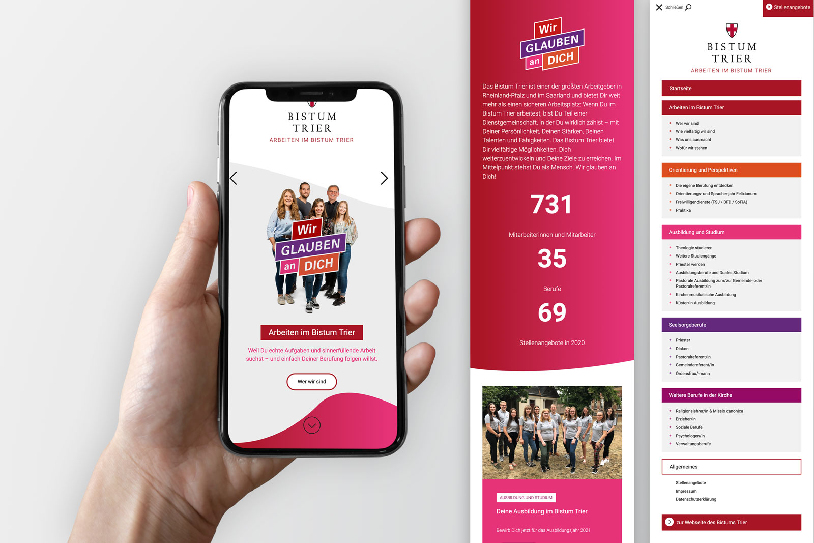 Mobile Webseite „Wir glauben an Dich"